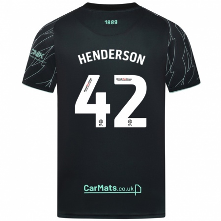 Kandiny Bambino Maglia Peyton Henderson #42 Nero Verde Kit Gara Away 2024/25 Maglietta