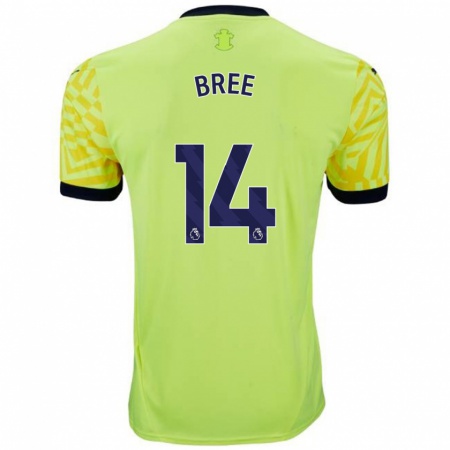 Kandiny Bambino Maglia James Bree #14 Giallo Kit Gara Away 2024/25 Maglietta