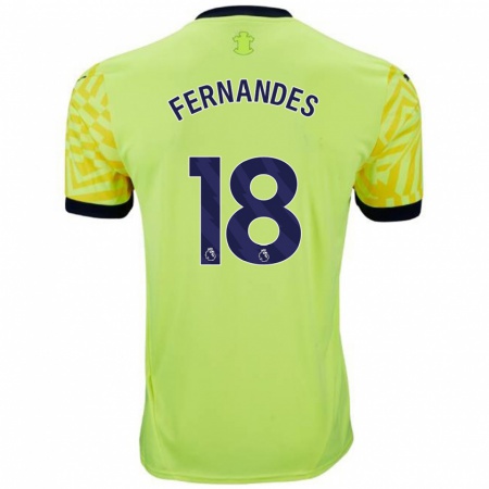 Kandiny Kinderen Mateus Fernandes #18 Geel Uitshirt Uittenue 2024/25 T-Shirt