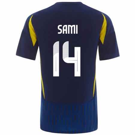 Kandiny Kinderen Sami Al-Najei #14 Blauw Geel Uitshirt Uittenue 2024/25 T-Shirt