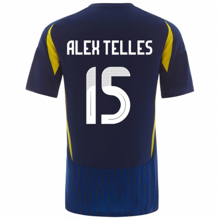 Kandiny Kinderen Alex Telles #15 Blauw Geel Uitshirt Uittenue 2024/25 T-Shirt