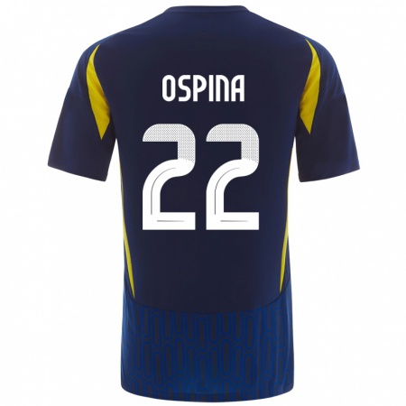 Kandiny Kinderen David Ospina #22 Blauw Geel Uitshirt Uittenue 2024/25 T-Shirt