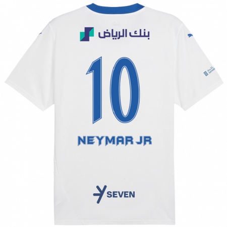 Kandiny Kinderen Neymar #10 Wit Blauw Uitshirt Uittenue 2024/25 T-Shirt