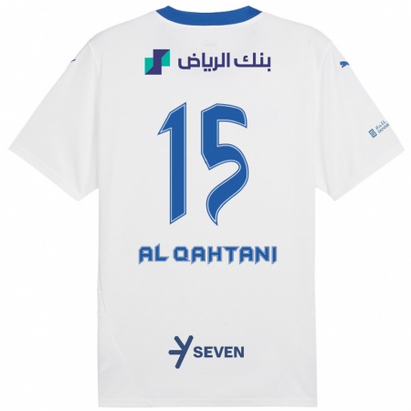 Kandiny Kinderen Mohammed Al-Qahtani #15 Wit Blauw Uitshirt Uittenue 2024/25 T-Shirt