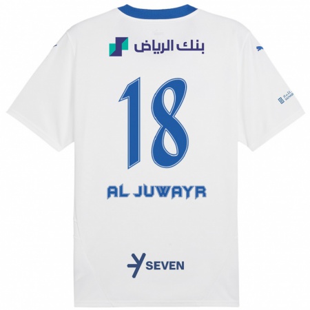 Kandiny Kinderen Musab Al-Juwayr #18 Wit Blauw Uitshirt Uittenue 2024/25 T-Shirt