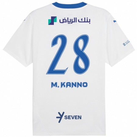 Kandiny Kinderen Mohamed Kanno #28 Wit Blauw Uitshirt Uittenue 2024/25 T-Shirt