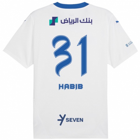 Kandiny Kinderen Habib Al-Wutaian #31 Wit Blauw Uitshirt Uittenue 2024/25 T-Shirt