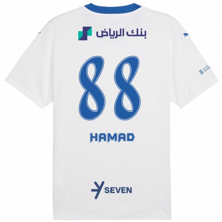 Kandiny Kinderen Hamad Al-Yami #88 Wit Blauw Uitshirt Uittenue 2024/25 T-Shirt