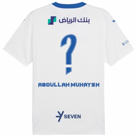 Kandiny Kinderen Mohammed Abdullah Muhaysh #0 Wit Blauw Uitshirt Uittenue 2024/25 T-Shirt