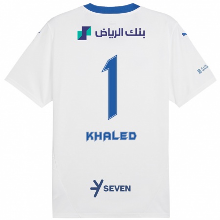 Kandiny Kinderen Nawal Khaled #1 Wit Blauw Uitshirt Uittenue 2024/25 T-Shirt