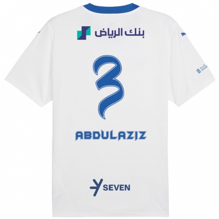 Kandiny Bambino Maglia Al Jawhara Abdulaziz #3 Bianco Blu Kit Gara Away 2024/25 Maglietta