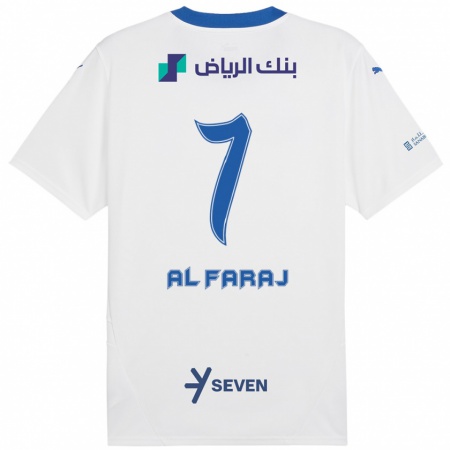 Kandiny Kinderen Salman Al-Faraj #7 Wit Blauw Uitshirt Uittenue 2024/25 T-Shirt