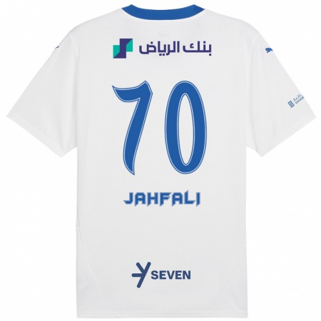 Kandiny Kinderen Mohammed Jahfali #70 Wit Blauw Uitshirt Uittenue 2024/25 T-Shirt