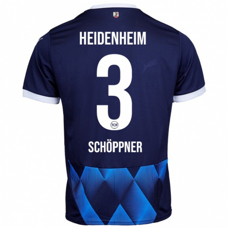 KandinyキッズJan Schöppner#3ダークネイビーブルーアウェイシャツ2024/25ジャージーユニフォーム