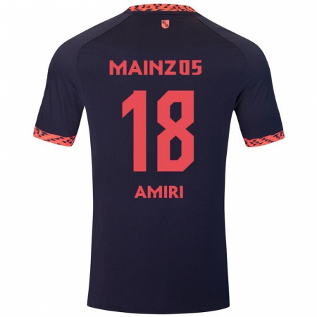 Kandiny Bambino Maglia Nadiem Amiri #18 Blu Corallo Rosso Kit Gara Away 2024/25 Maglietta