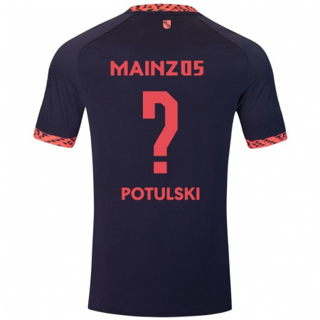 Kandiny Bambino Maglia Kacper Potulski #0 Blu Corallo Rosso Kit Gara Away 2024/25 Maglietta