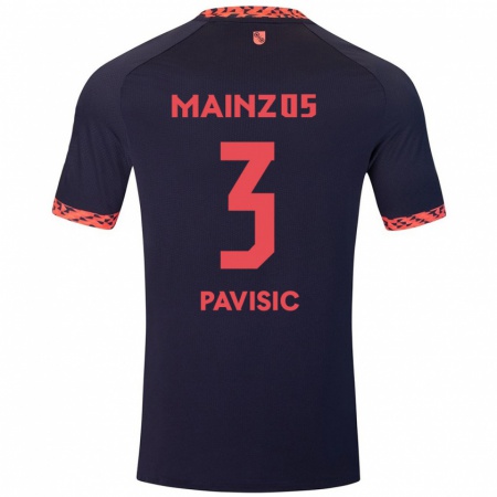 Kandiny Bambino Maglia Stjepan Pavisic #3 Blu Corallo Rosso Kit Gara Away 2024/25 Maglietta