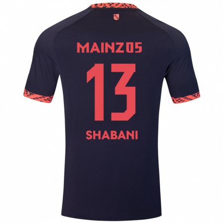 Kandiny Bambino Maglia Eniss Shabani #13 Blu Corallo Rosso Kit Gara Away 2024/25 Maglietta