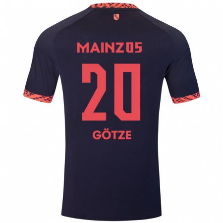 Kandiny Niño Camiseta Justus Götze #20 Azul Coral Rojo 2ª Equipación 2024/25 La Camisa México