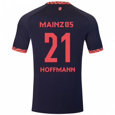 Kandiny Bambino Maglia Leon Hoffmann #21 Blu Corallo Rosso Kit Gara Away 2024/25 Maglietta