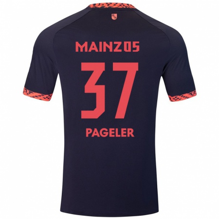 Kandiny Bambino Maglia Maja Pageler #37 Blu Corallo Rosso Kit Gara Away 2024/25 Maglietta