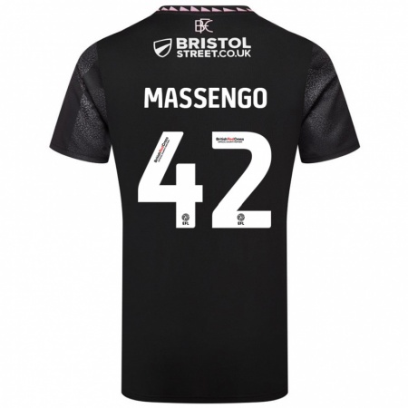 Kandiny Niño Camiseta Han-Noah Massengo #42 Negro 2ª Equipación 2024/25 La Camisa México