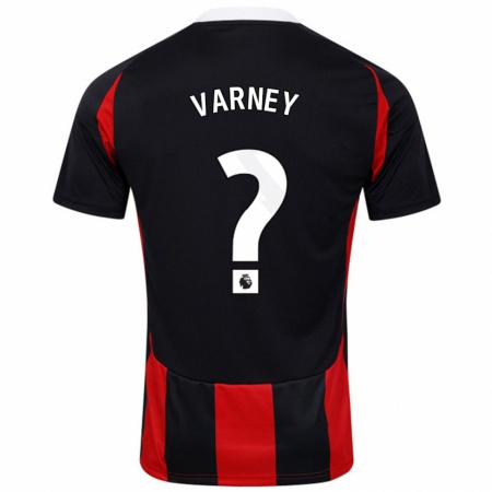 Kandiny Niño Camiseta Oscar Varney #0 Negro Rojo 2ª Equipación 2024/25 La Camisa