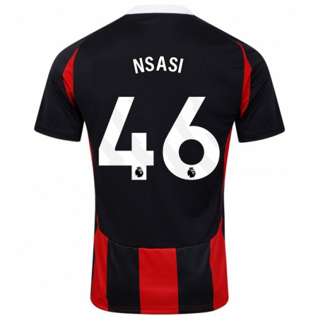 Kandiny Bambino Maglia Eddie Nsasi #46 Nero Rosso Kit Gara Away 2024/25 Maglietta