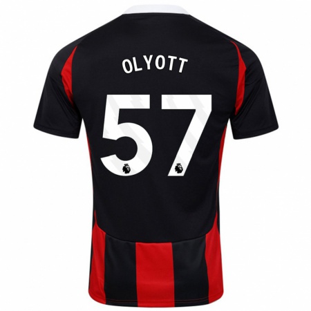 Kandiny Niño Camiseta Tom Olyott #57 Negro Rojo 2ª Equipación 2024/25 La Camisa