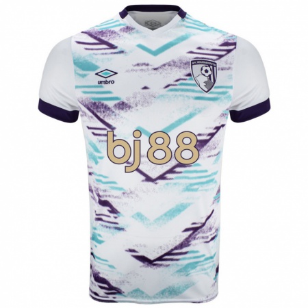 Kandiny Bambino Maglia Marcos Senesi #5 Bianco Verde Viola Kit Gara Away 2024/25 Maglietta