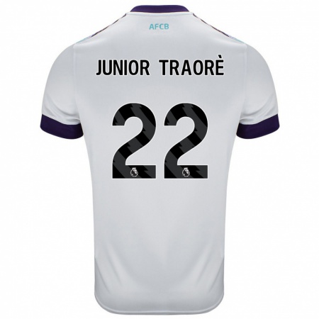 Kandiny Bambino Maglia Hamed Junior Traorè #22 Bianco Verde Viola Kit Gara Away 2024/25 Maglietta