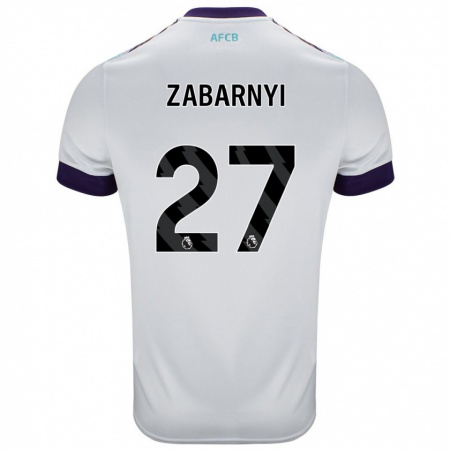 Kandiny Niño Camiseta Ilya Zabarnyi #27 Blanco Verde Púrpura 2ª Equipación 2024/25 La Camisa