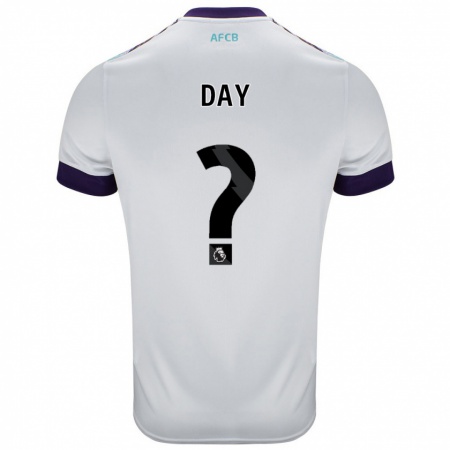 Kandiny Bambino Maglia Jonny Day #0 Bianco Verde Viola Kit Gara Away 2024/25 Maglietta