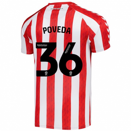 Kandiny Heren Ian Poveda #36 Rood Wit Thuisshirt Thuistenue 2024/25 T-Shirt