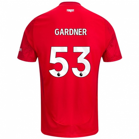 Kandiny Heren Joe Gardner #53 Rood Wit Thuisshirt Thuistenue 2024/25 T-Shirt