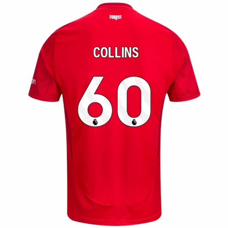 Kandiny Uomo Maglia Sam Collins #60 Rosso Bianco Kit Gara Home 2024/25 Maglietta