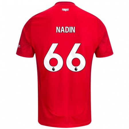 Kandiny Heren Jack Nadin #66 Rood Wit Thuisshirt Thuistenue 2024/25 T-Shirt