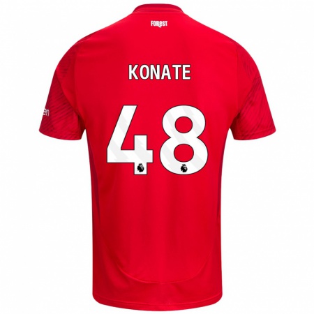 Kandiny Heren Ateef Konaté #48 Rood Wit Thuisshirt Thuistenue 2024/25 T-Shirt