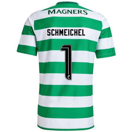 Kandiny Heren Kasper Schmeichel #1 Groen Wit Thuisshirt Thuistenue 2024/25 T-Shirt