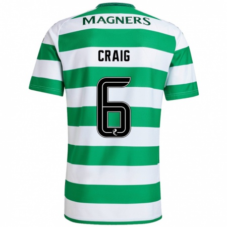 Kandiny Uomo Maglia Chloe Craig #6 Verde Bianco Kit Gara Home 2024/25 Maglietta