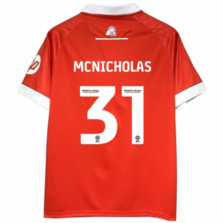 Kandiny Uomo Maglia Luke Mcnicholas #31 Rosso Bianco Kit Gara Home 2024/25 Maglietta