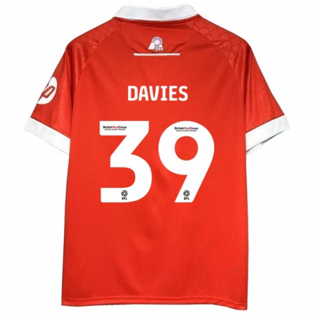 Kandiny Heren Daniel Davies #39 Rood Wit Thuisshirt Thuistenue 2024/25 T-Shirt