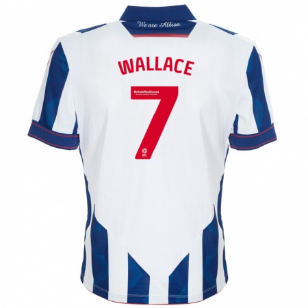 Kandiny Heren Jed Wallace #7 Wit Donkerblauw Thuisshirt Thuistenue 2024/25 T-Shirt