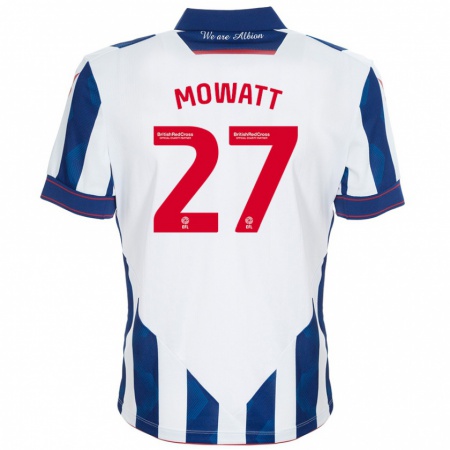 Kandiny Heren Alex Mowatt #27 Wit Donkerblauw Thuisshirt Thuistenue 2024/25 T-Shirt