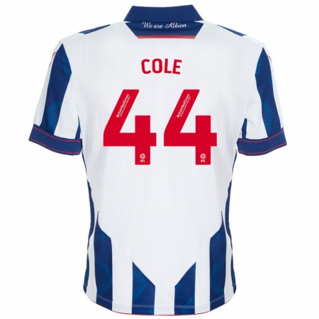 Kandiny Heren Devante Cole #44 Wit Donkerblauw Thuisshirt Thuistenue 2024/25 T-Shirt