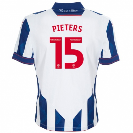 Kandiny Heren Erik Pieters #15 Wit Donkerblauw Thuisshirt Thuistenue 2024/25 T-Shirt