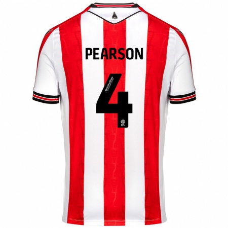 Kandiny Uomo Maglia Ben Pearson #4 Rosso Bianco Kit Gara Home 2024/25 Maglietta