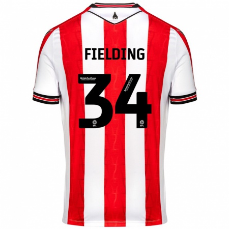 Kandiny Heren Frank Fielding #34 Rood Wit Thuisshirt Thuistenue 2024/25 T-Shirt