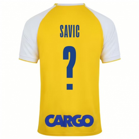 Kandiny Heren Rom Savic #0 Geel Wit Thuisshirt Thuistenue 2024/25 T-Shirt