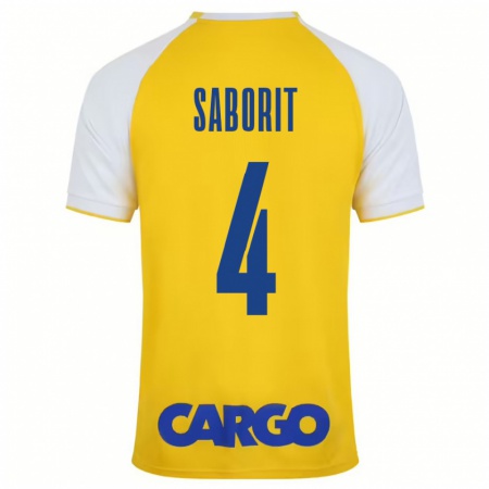 Kandiny Uomo Maglia Enric Saborit #4 Giallo Bianco Kit Gara Home 2024/25 Maglietta